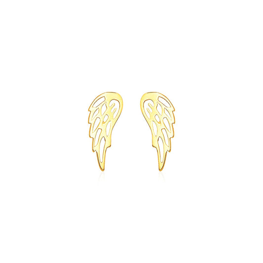 14k Yellow Gold Polished Wing Post Earrings